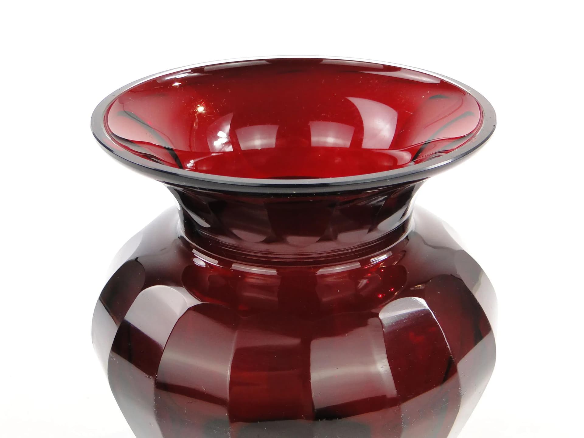 Wazon, Art déco, czerwony, szkło kryształowe, Czechy, lata 20. - 30092