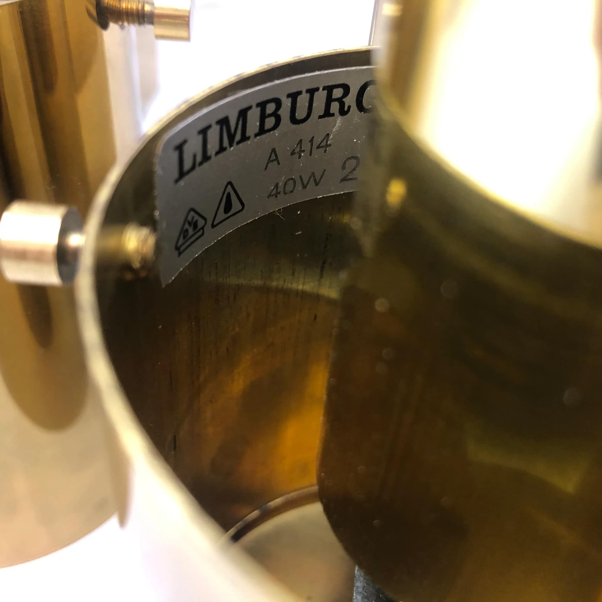 Para kinkietów, mosiądz złoty, szkło, Glashütte Limburg, Niemcy, lata 70. - 29975