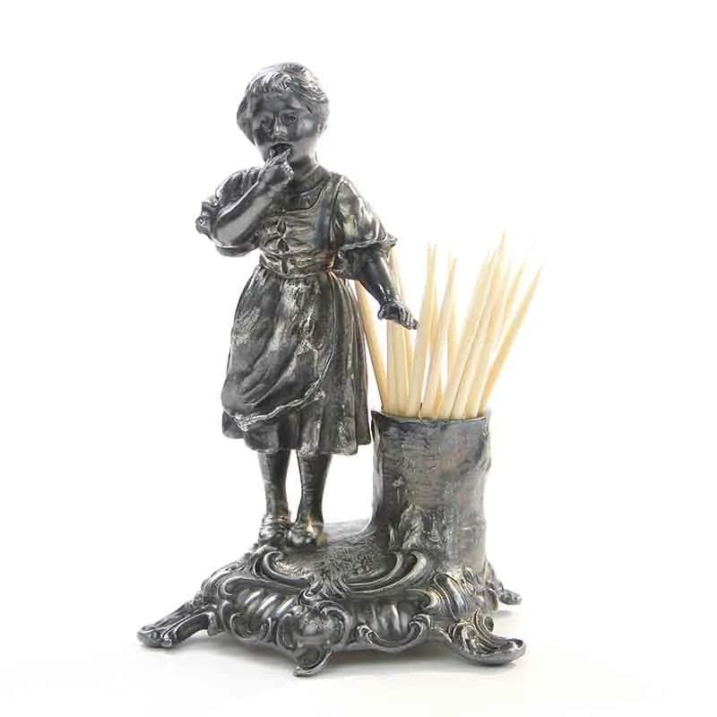 Silver-Plated Toothpick Holder with Girl Figurine, Neo-Rococo, WMF, Germany, 1900s - 30063