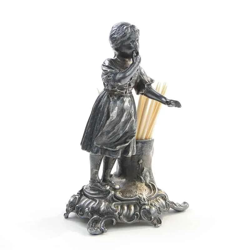 Silver-Plated Toothpick Holder with Girl Figurine, Neo-Rococo, WMF, Germany, 1900s - 30064
