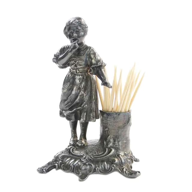 Silver-Plated Toothpick Holder with Girl Figurine, Neo-Rococo, WMF, Germany, 1900s - DIMENSION