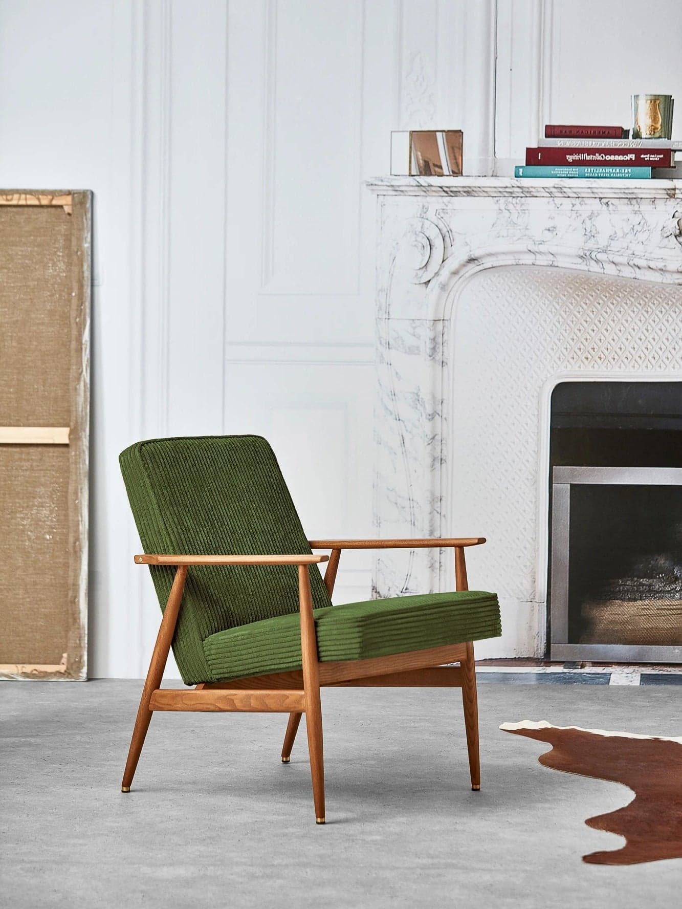 Fox Armchair 62x73x78 cm ash olive green corduroy Cord Grass – 03 Dark, , - 29876