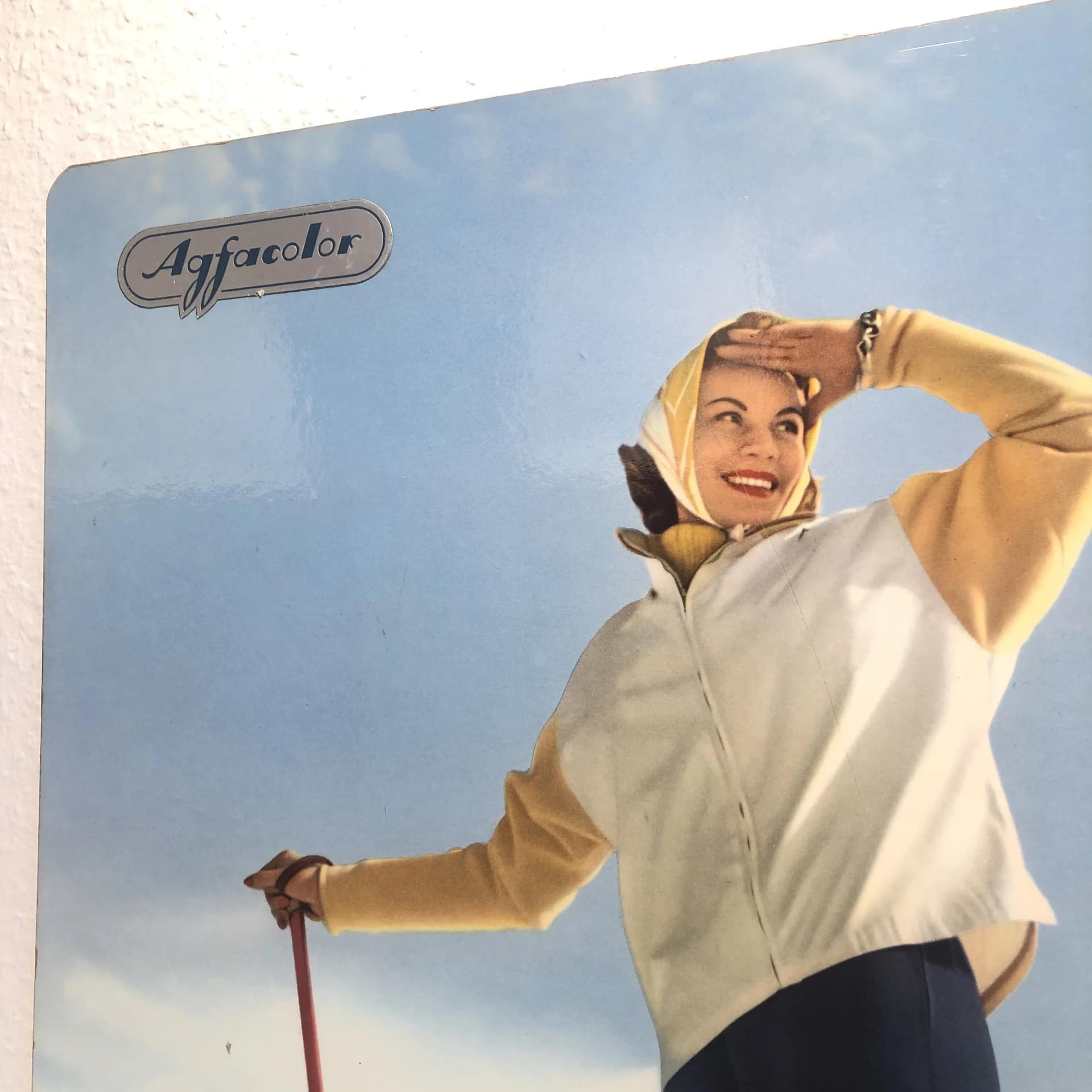 Reklama ścienna Agfacolor, biała, drewno, Niemcy, lata 60. - 29962