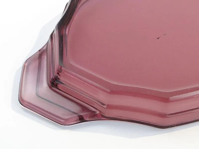 Tray Art Deco, violet glass, Huta Szkła Inwald, Czech Republic, 1930s. - 30044