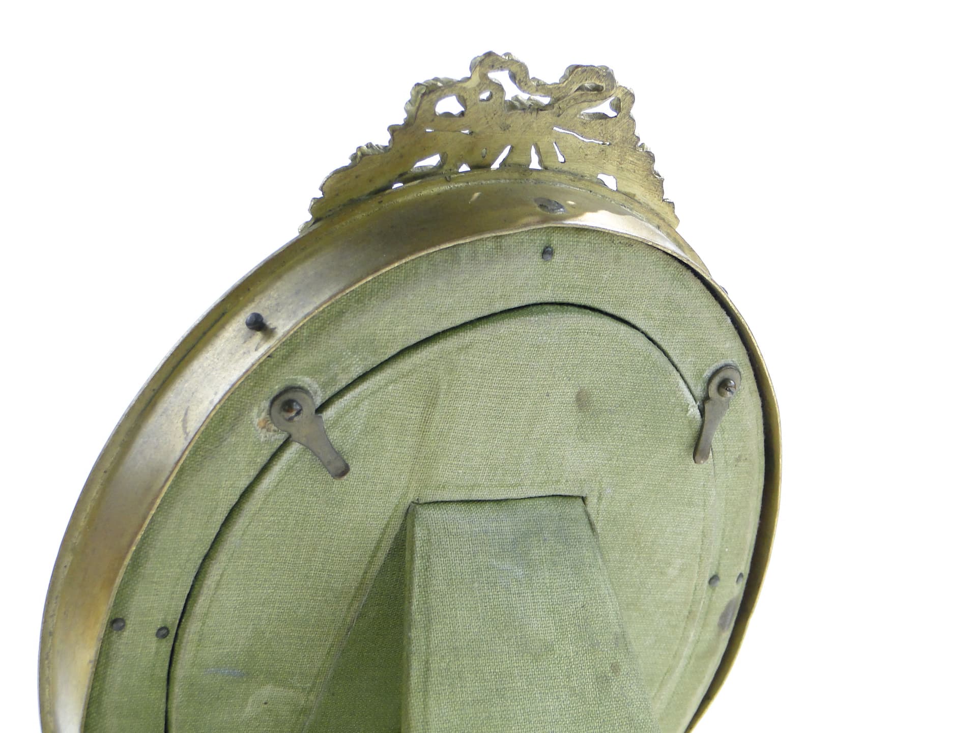 Elliptical Photo Frame, Napoleon III, golden bronze, light beige silk, France, 19th c. - 3589