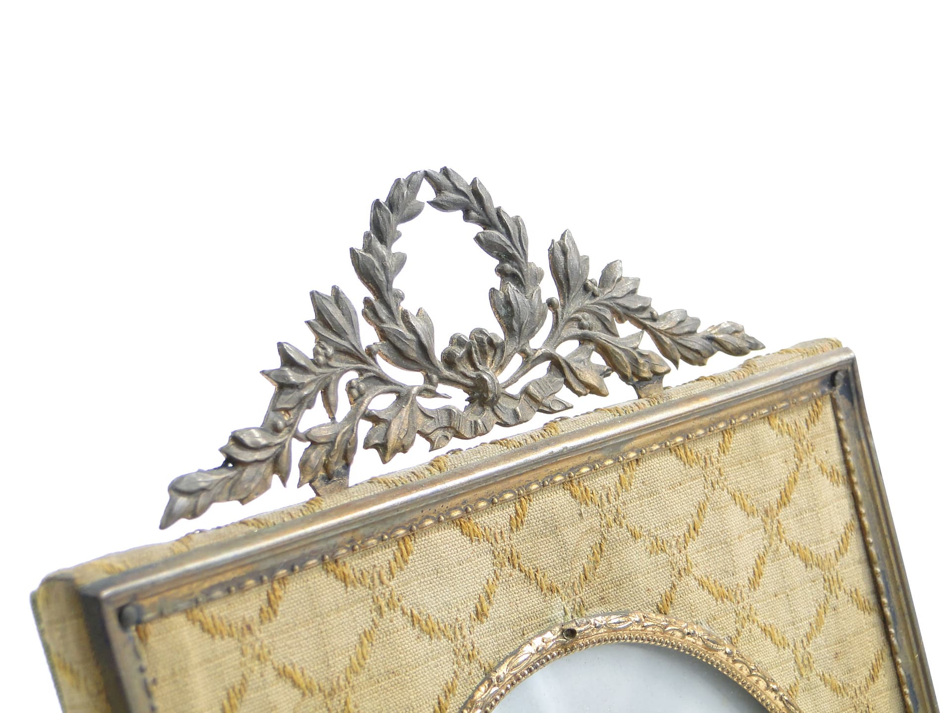 Picture frame Napoleon III, gilded bronze, beige silk, France, 19th c. - 3596