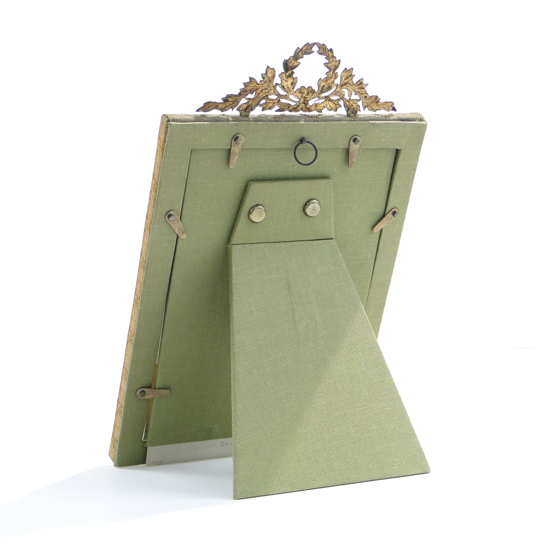 Picture frame Napoleon III, gilded bronze, beige silk, France, 19th c. - 3600