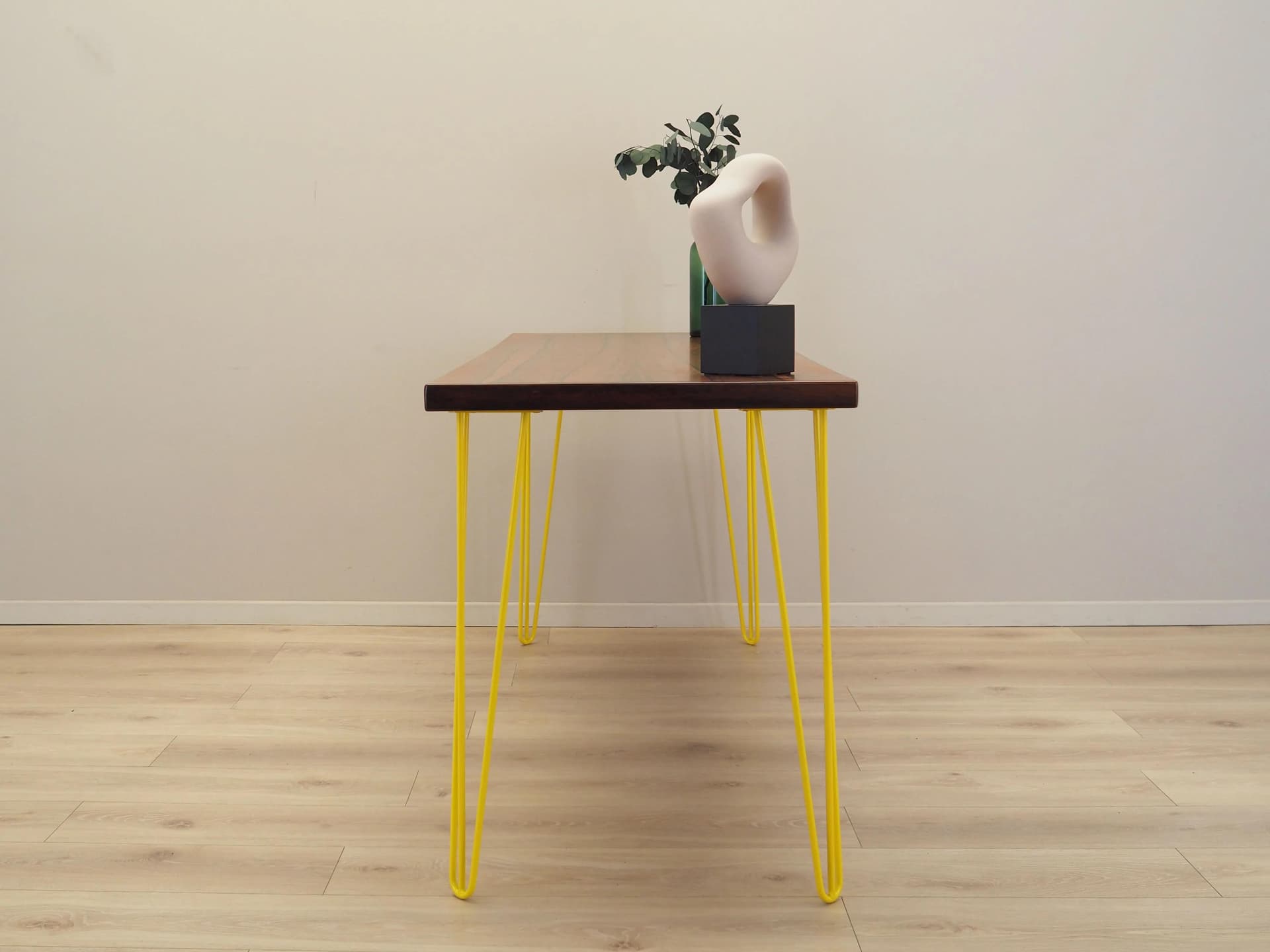 Desk, dark brown rosewood, yellow metal, Denmark, 1970s - 30118