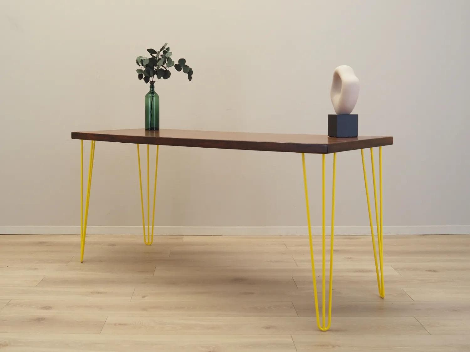 Desk, dark brown rosewood, yellow metal, Denmark, 1970s - 30117