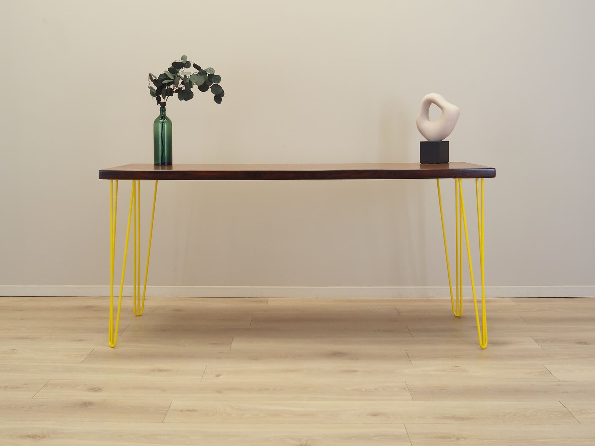 Desk, dark brown rosewood, yellow metal, Denmark, 1970s - 64635