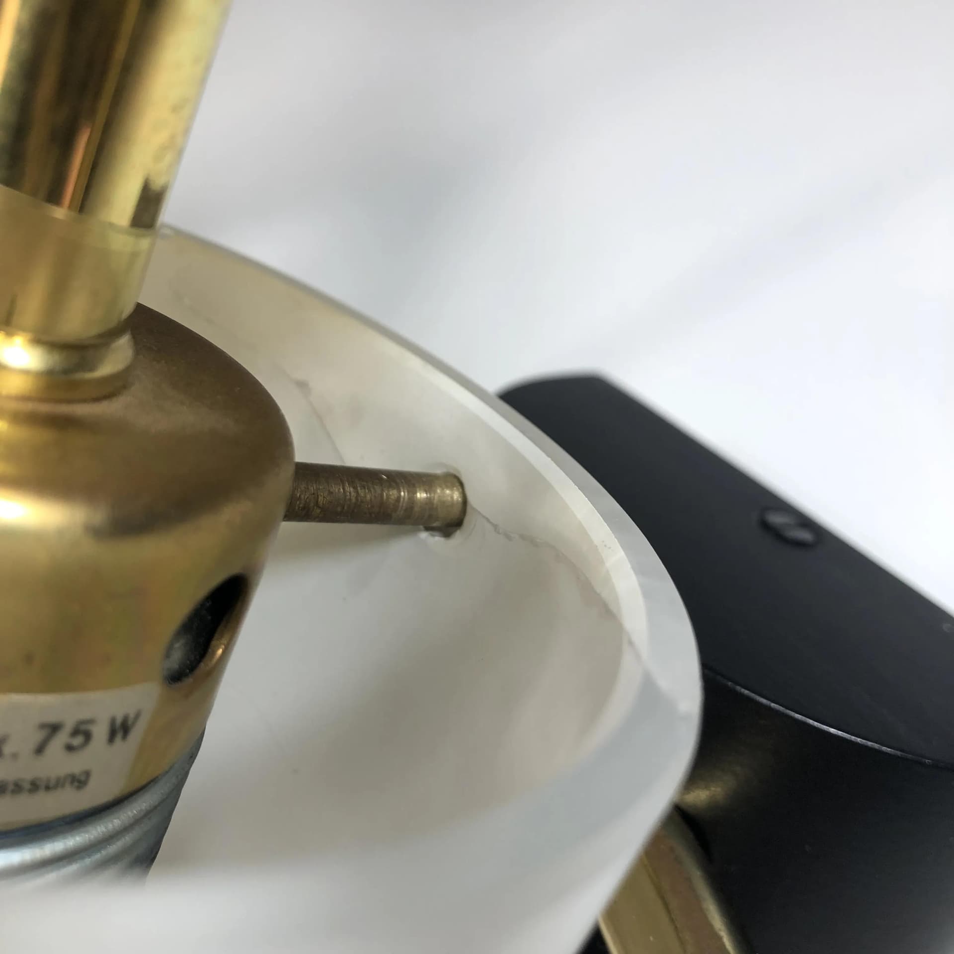 Pair of wall sconces Space Age, gilded brass, glass, Germany, 1970s. - 30250