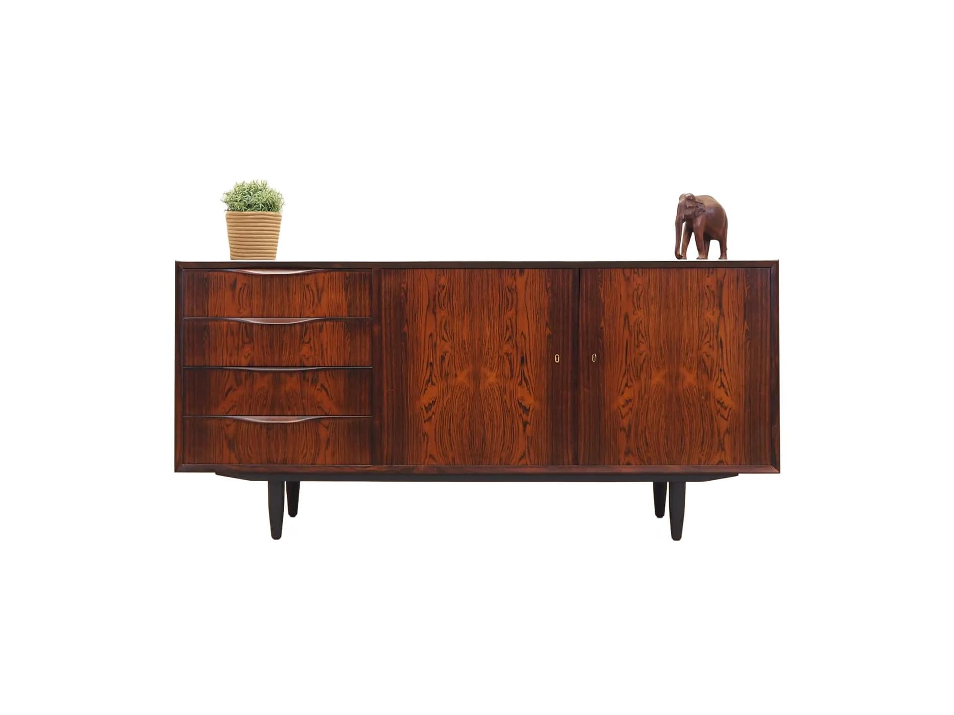 Sideboard, brown dark rosewood, by E. Torvits, Denmark, 1960s.