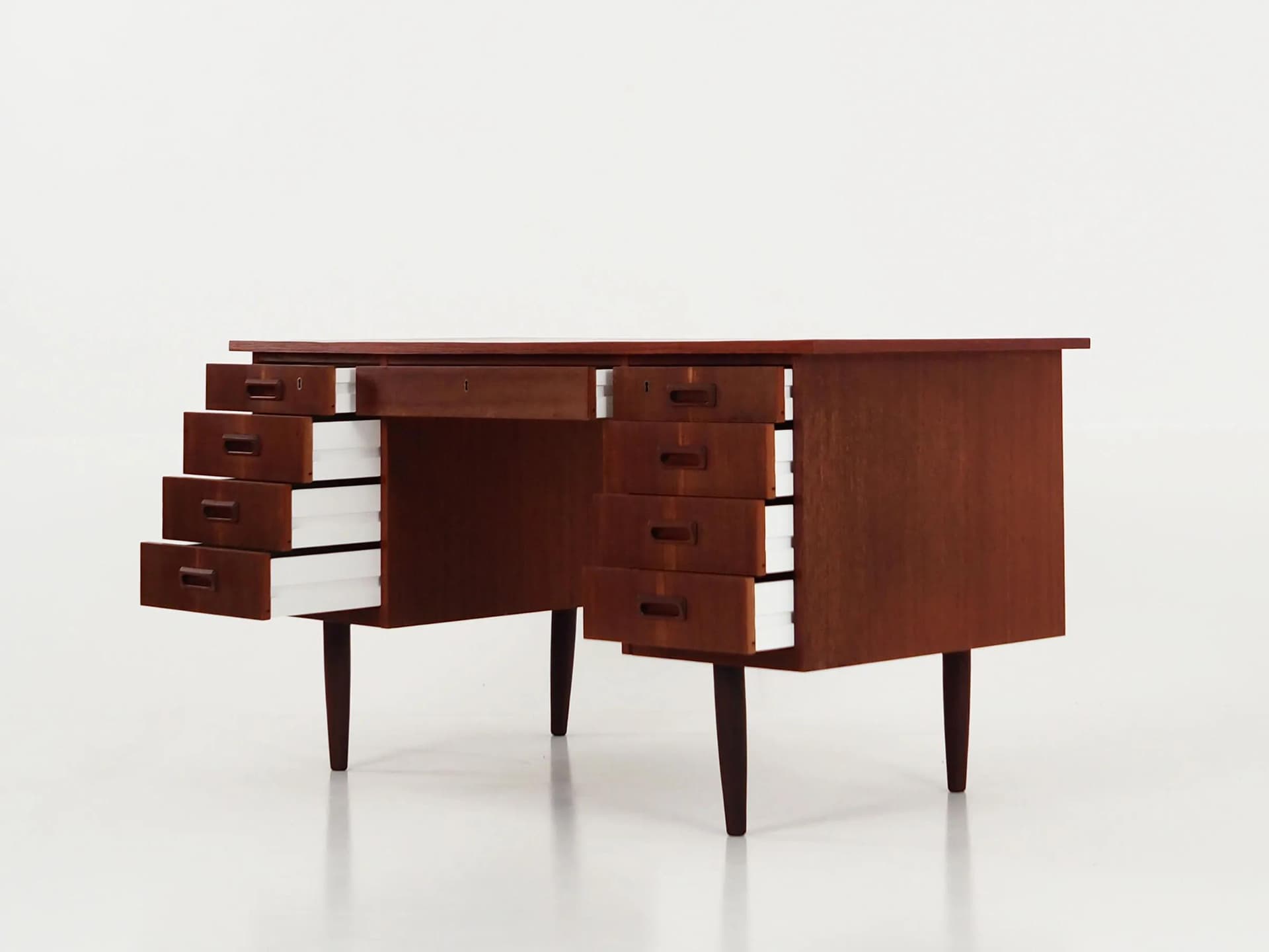 Desk, brown teak, Denmark, 1970s - 30342