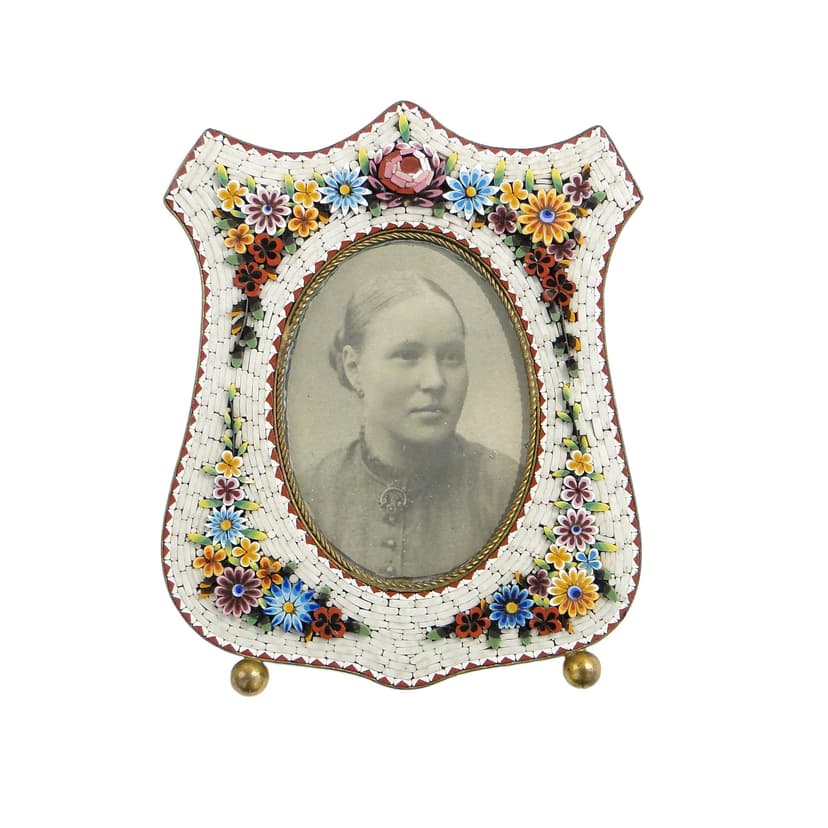 Photo frame millefiori, multicolor glass, Italy, 19th c.