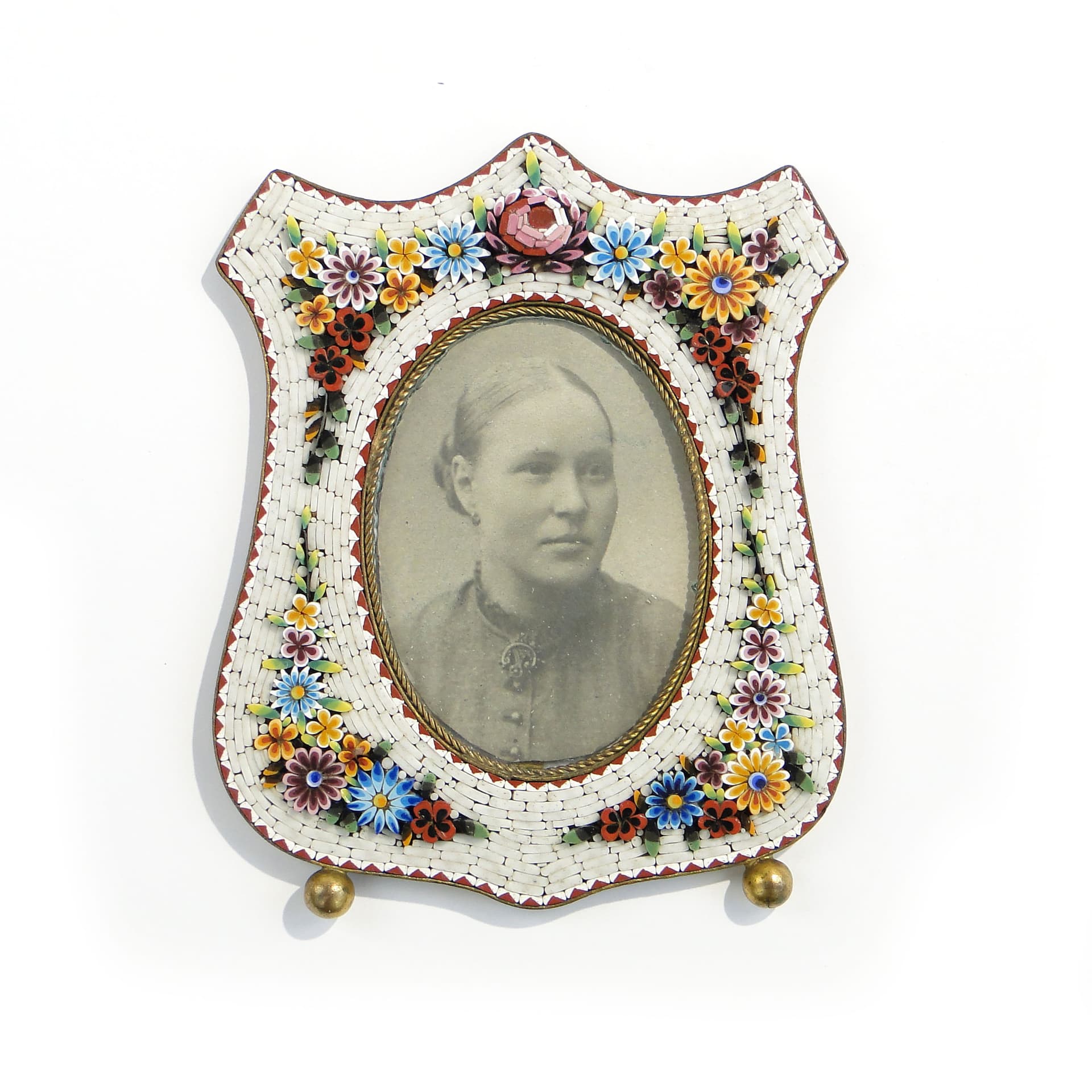 Ramka na zdjęcie millefiori, multikolor, szkło, Włochy, XIX wiek - 3613