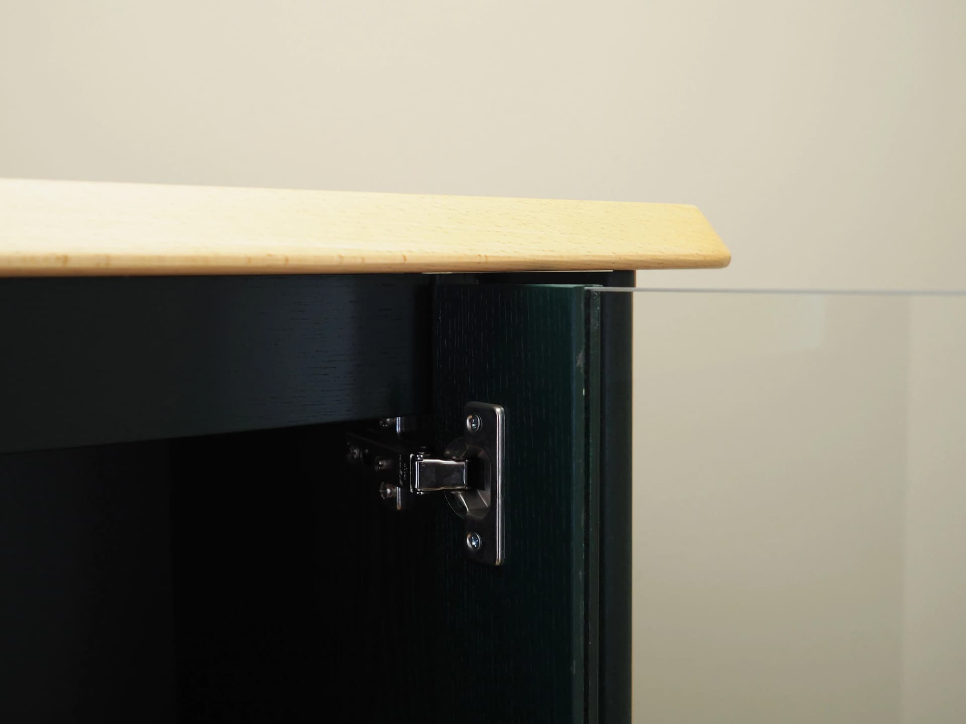 Display Cabinet, green oak, beech, Denmark, 1980s. - 30313