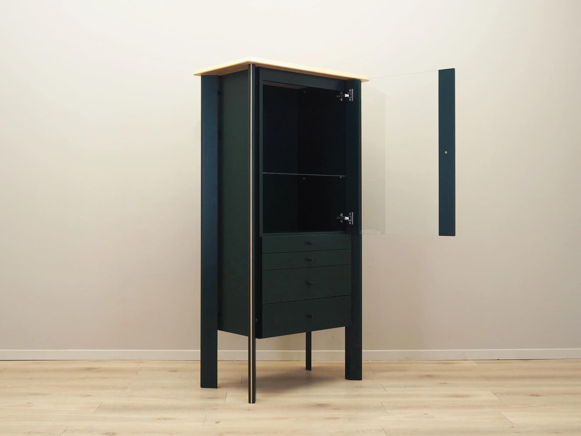 Display Cabinet, green oak, beech, Denmark, 1980s. - 30312