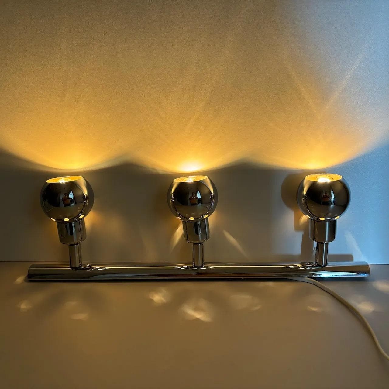 Pair of wall sconces, chrome silver steel, Bankamp Leuchten, Germany, 1980s. - 30425