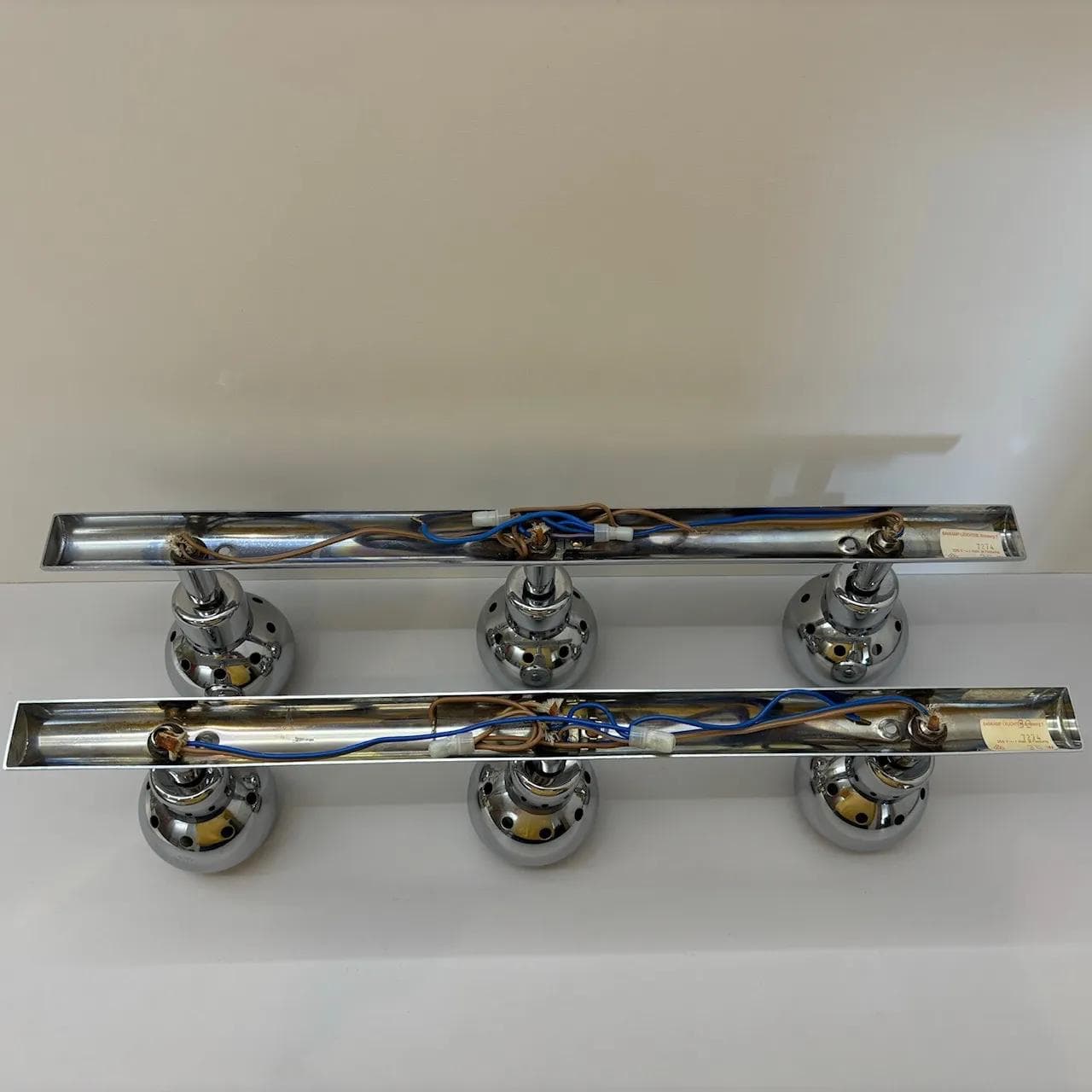 Pair of wall sconces, chrome silver steel, Bankamp Leuchten, Germany, 1980s. - 30423