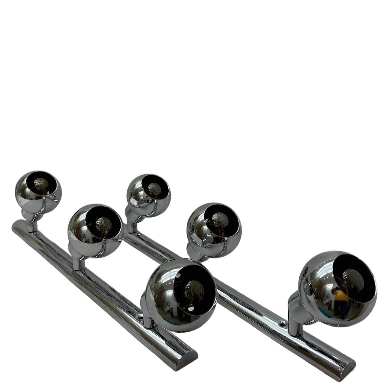 Pair of wall sconces, chrome silver steel, Bankamp Leuchten, Germany, 1980s.