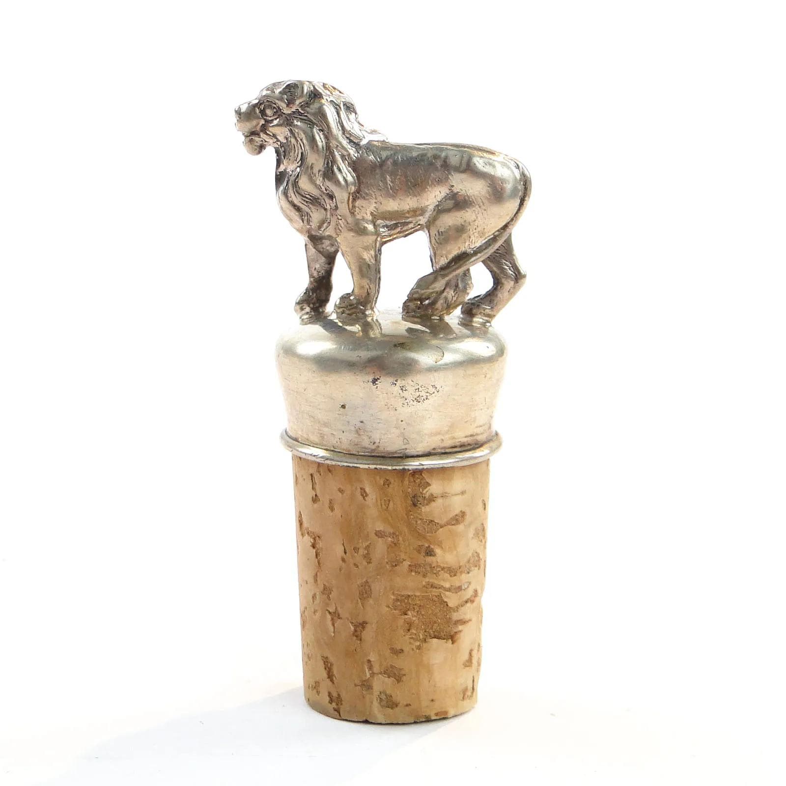 Silver Figural Lion Bottle Stopper, probably Europe, 1900s - 30491
