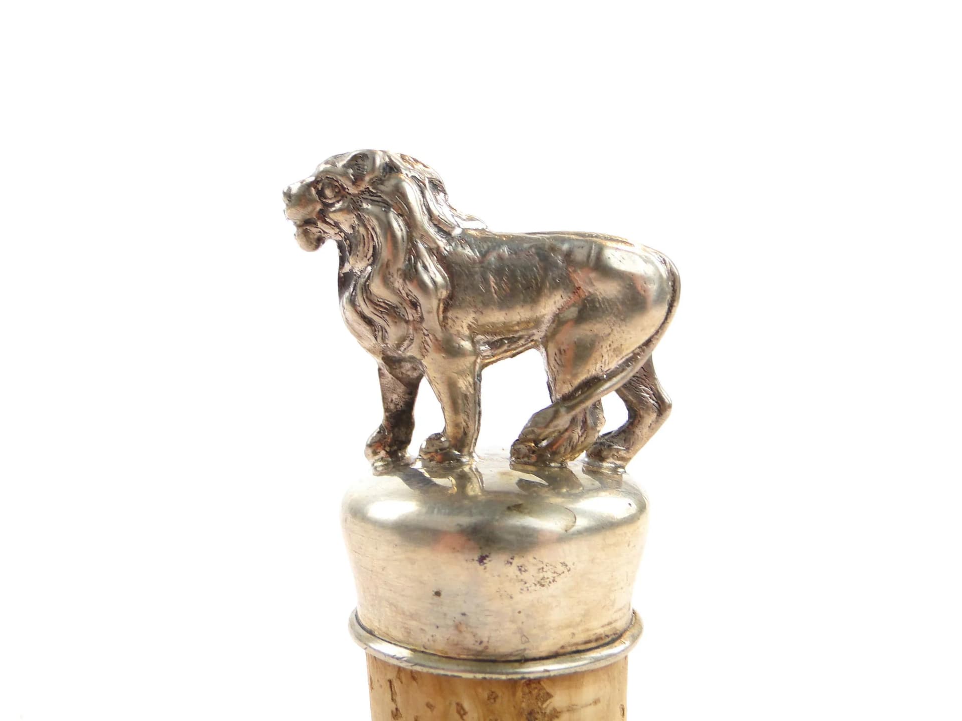 Silver Figural Lion Bottle Stopper, probably Europe, 1900s - 30494