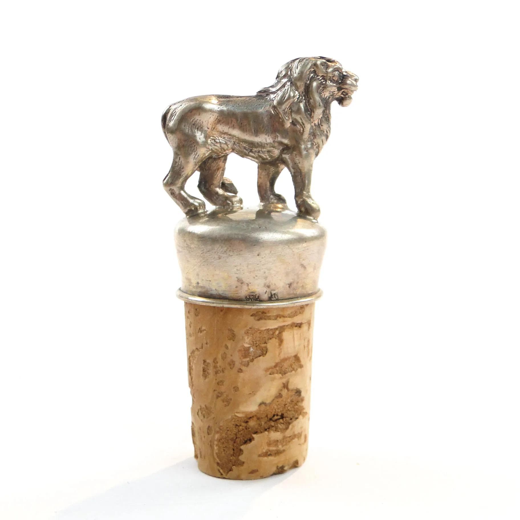 Silver Figural Lion Bottle Stopper, probably Europe, 1900s - 30492