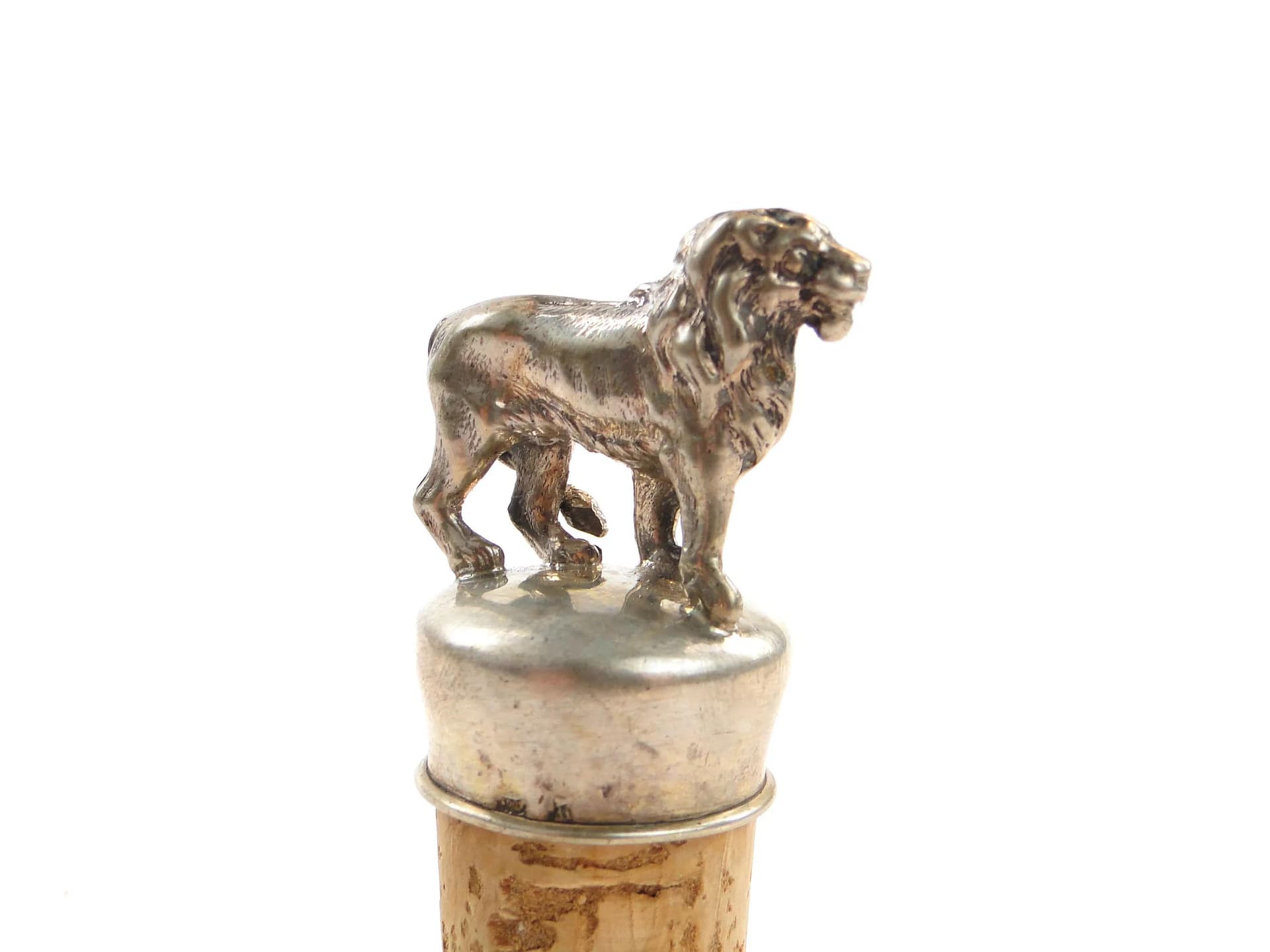 Silver Figural Lion Bottle Stopper, probably Europe, 1900s - 30493
