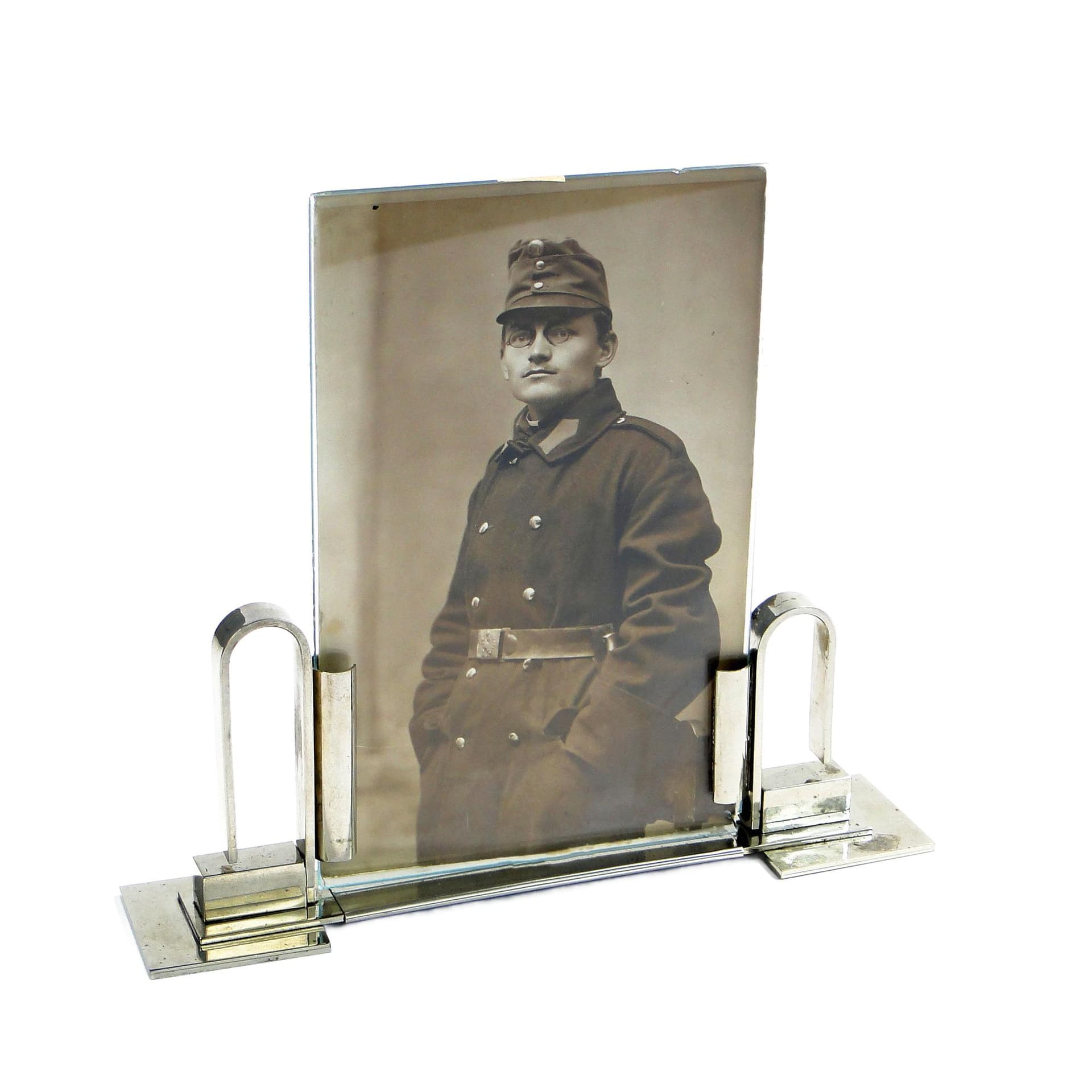 Photo Frame Art Deco, silver brass, Poland, 1920s.