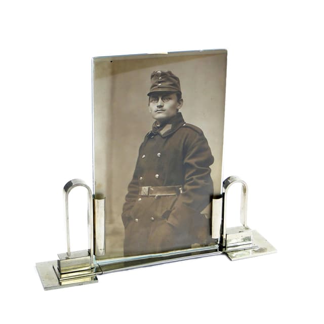 Photo Frame Art Deco, silver brass, Poland, 1920s. - DIMENSION