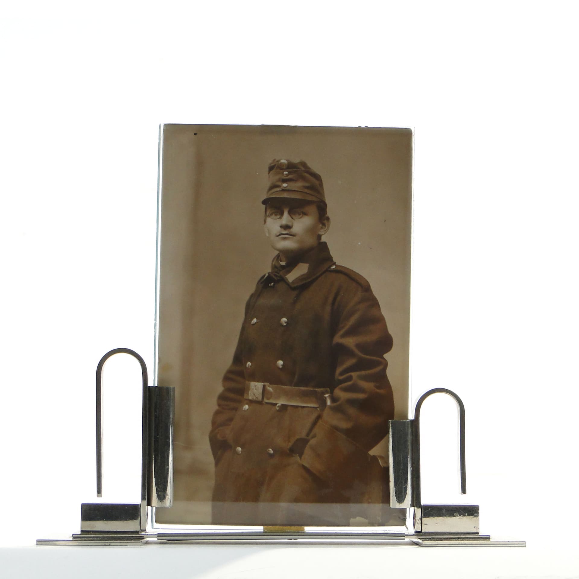 Photo Frame Art Deco, silver brass, Poland, 1920s. - 3623