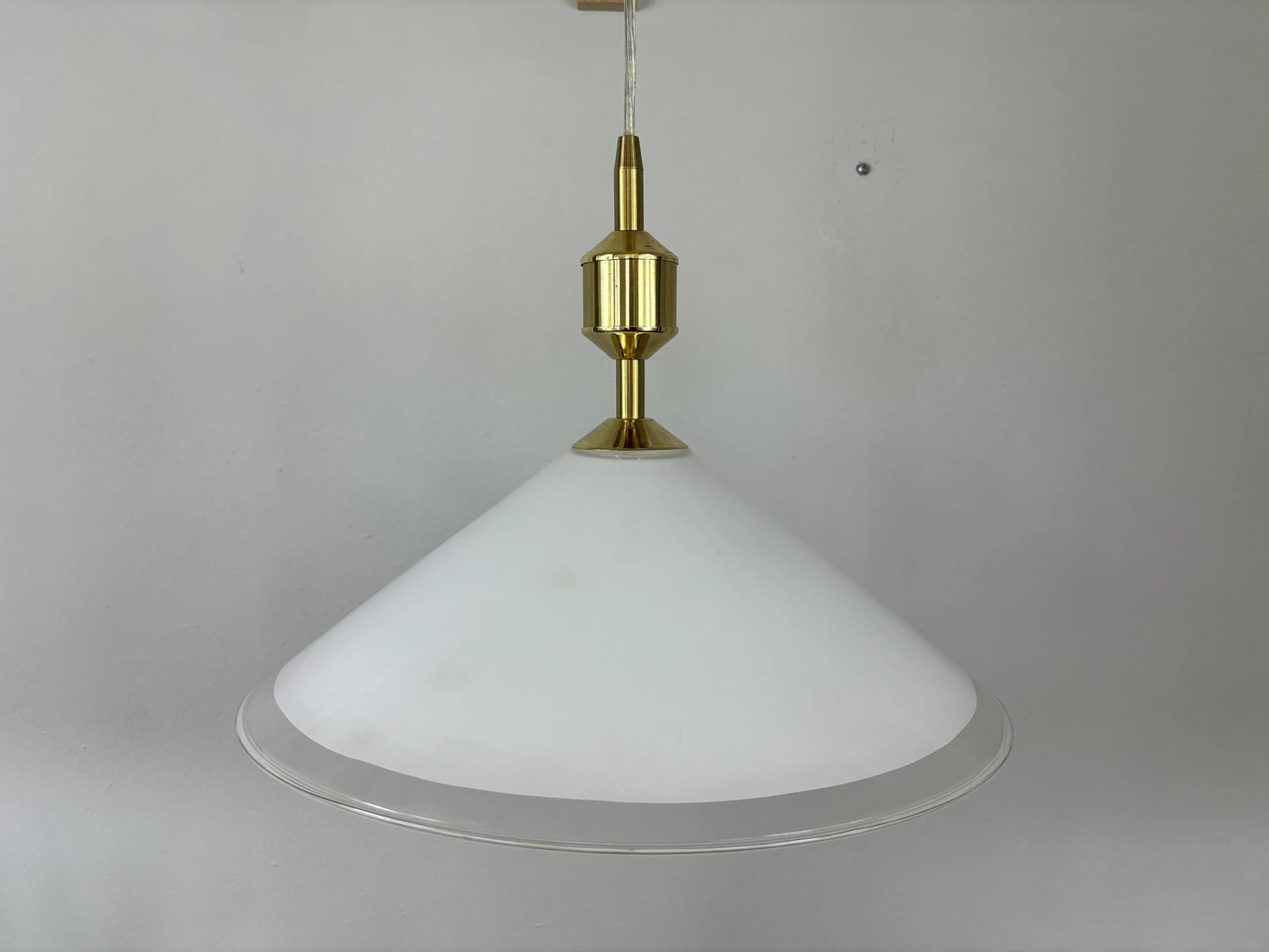 Pendant lamp, white glass, metal, Germany, 1990s. - 30412