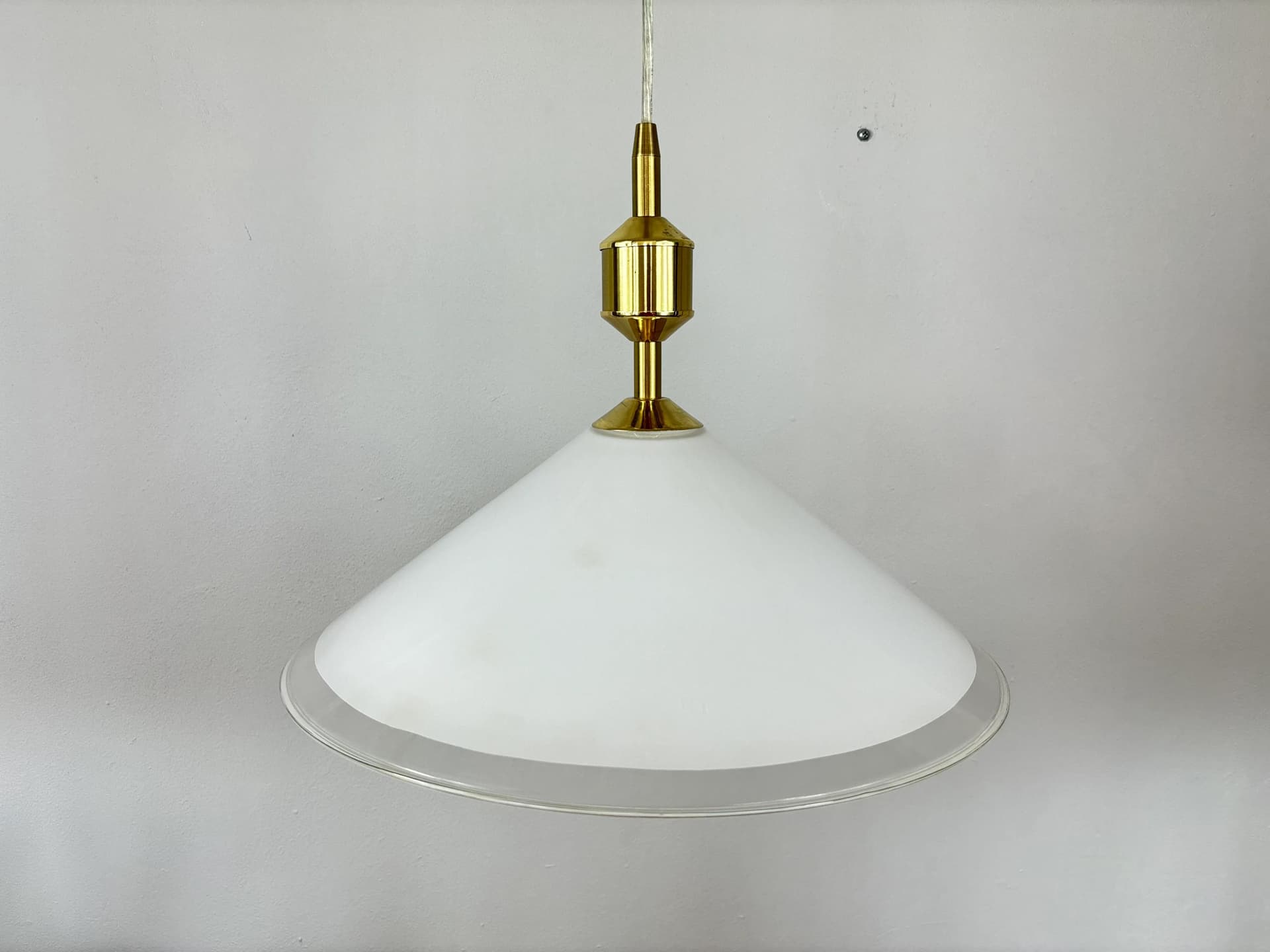 Pendant lamp, white glass, metal, Germany, 1990s. - 30409