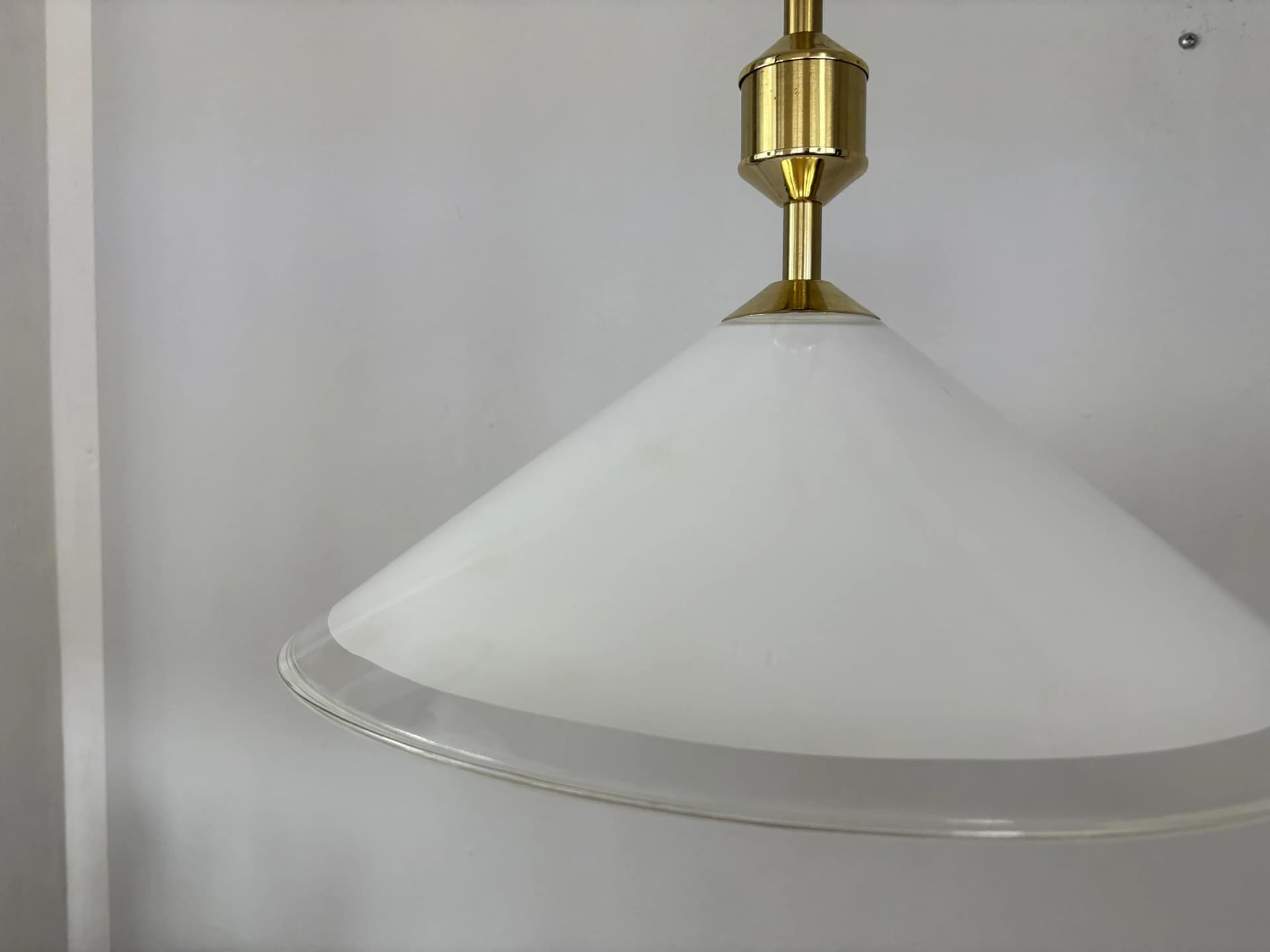 Pendant lamp, white glass, metal, Germany, 1990s. - 30410