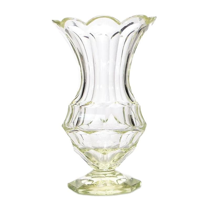 Vase Art Deco, yellow, crystal glass, Poland, 1930s