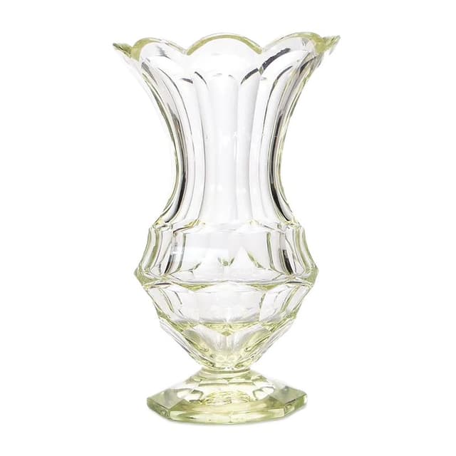 Vase Art Deco, yellow, crystal glass, Poland, 1930s - DIMENSION