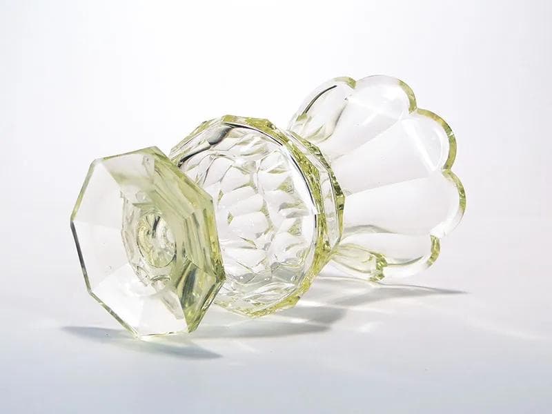 Vase Art Deco, yellow, crystal glass, Poland, 1930s - 30488