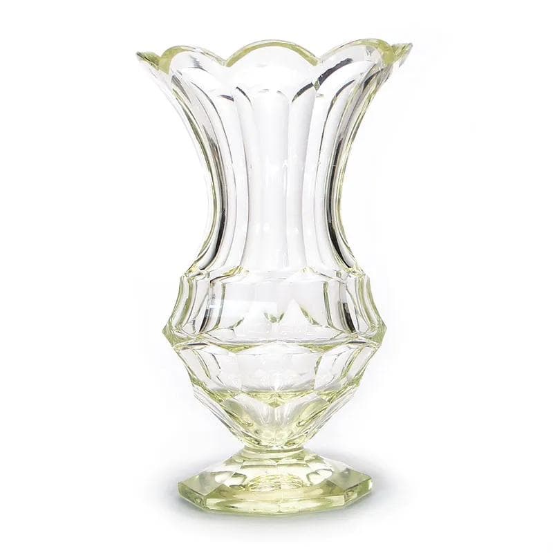 Vase Art Deco, yellow, crystal glass, Poland, 1930s - 30483