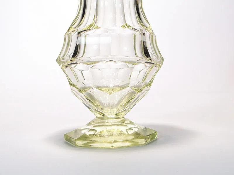Vase Art Deco, yellow, crystal glass, Poland, 1930s - 30484