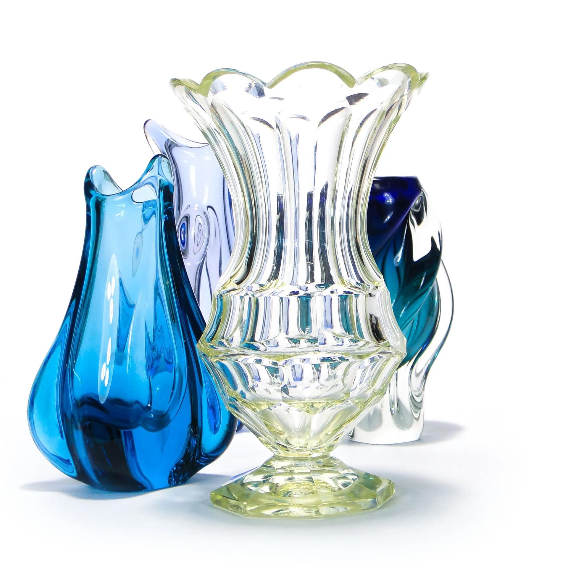 Vase Art Deco, yellow, crystal glass, Poland, 1930s - 30489