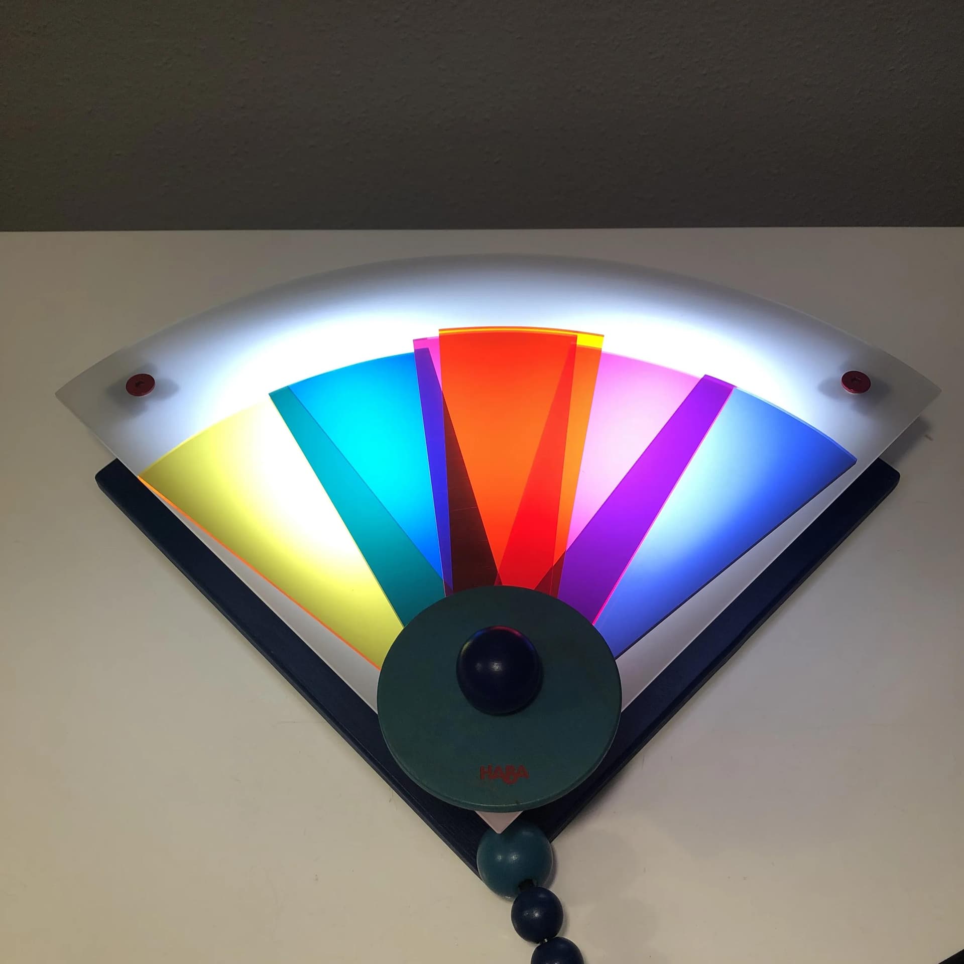 Pair of wall sconces Memphis, multicolor, plywood, plexiglass, Haba, Germany, 1990s - 30402