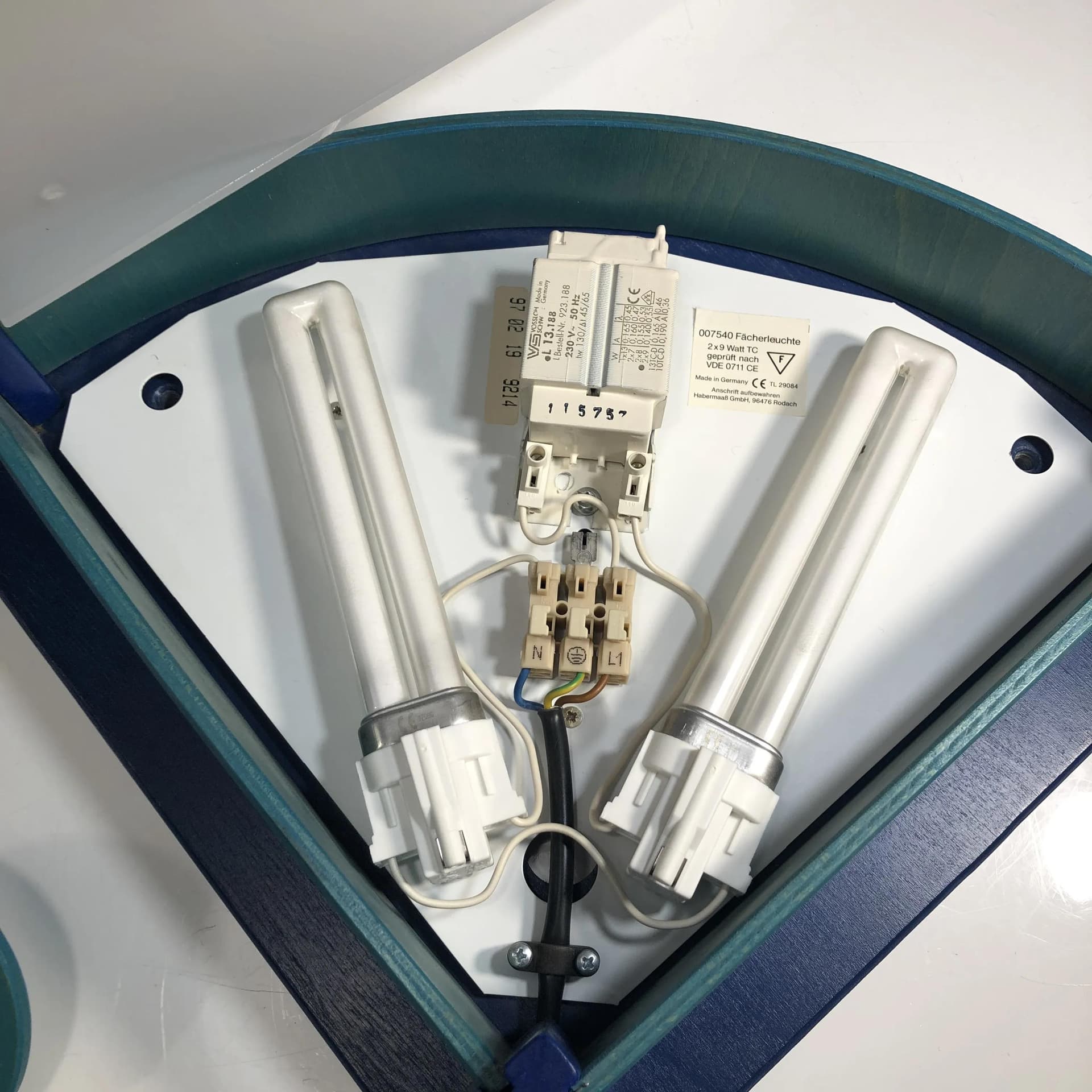 Pair of wall sconces Memphis, multicolor, plywood, plexiglass, Haba, Germany, 1990s - 30406