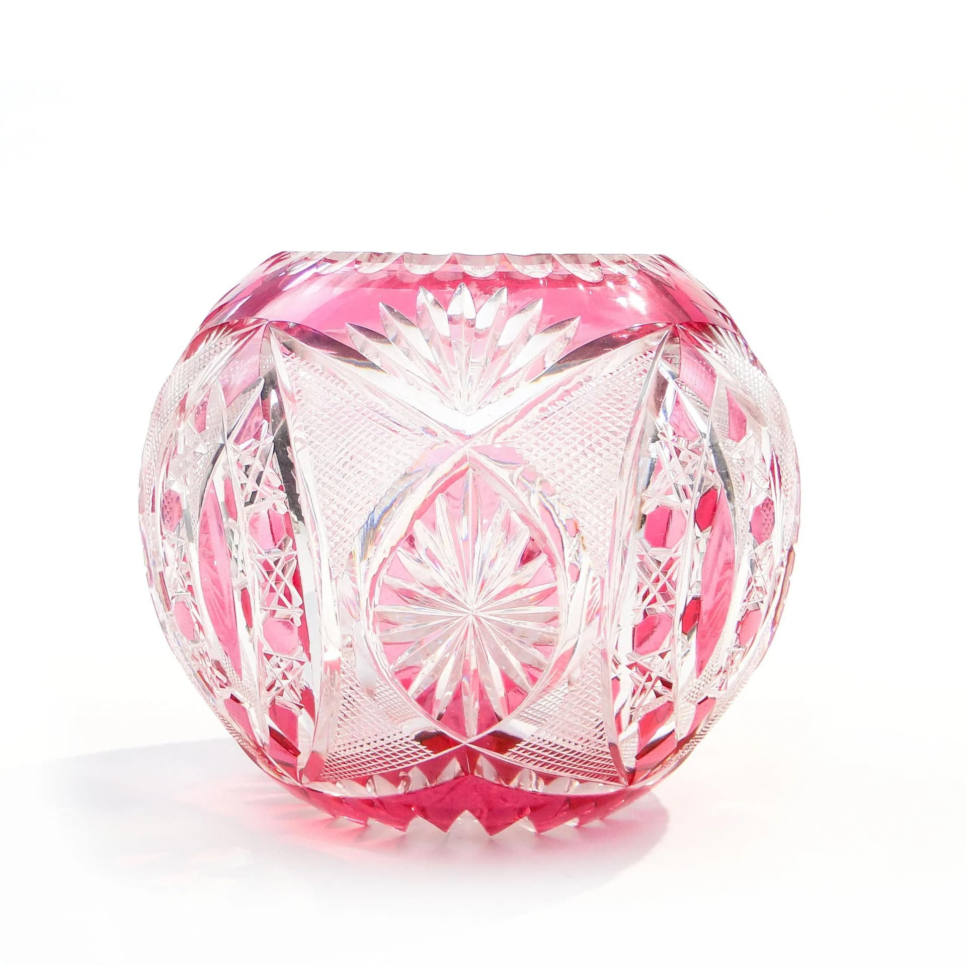Wazon kulisty art déco, różowy kryształ, Nachtmann, Niemcy, lata 30. - 30449