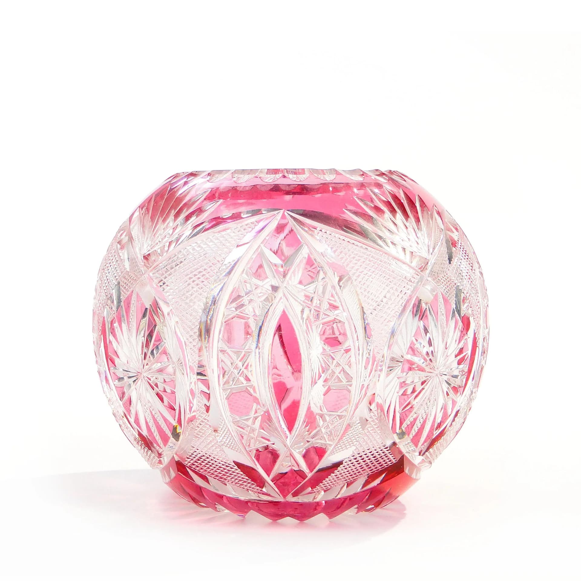 Wazon kulisty art déco, różowy kryształ, Nachtmann, Niemcy, lata 30. - 30453