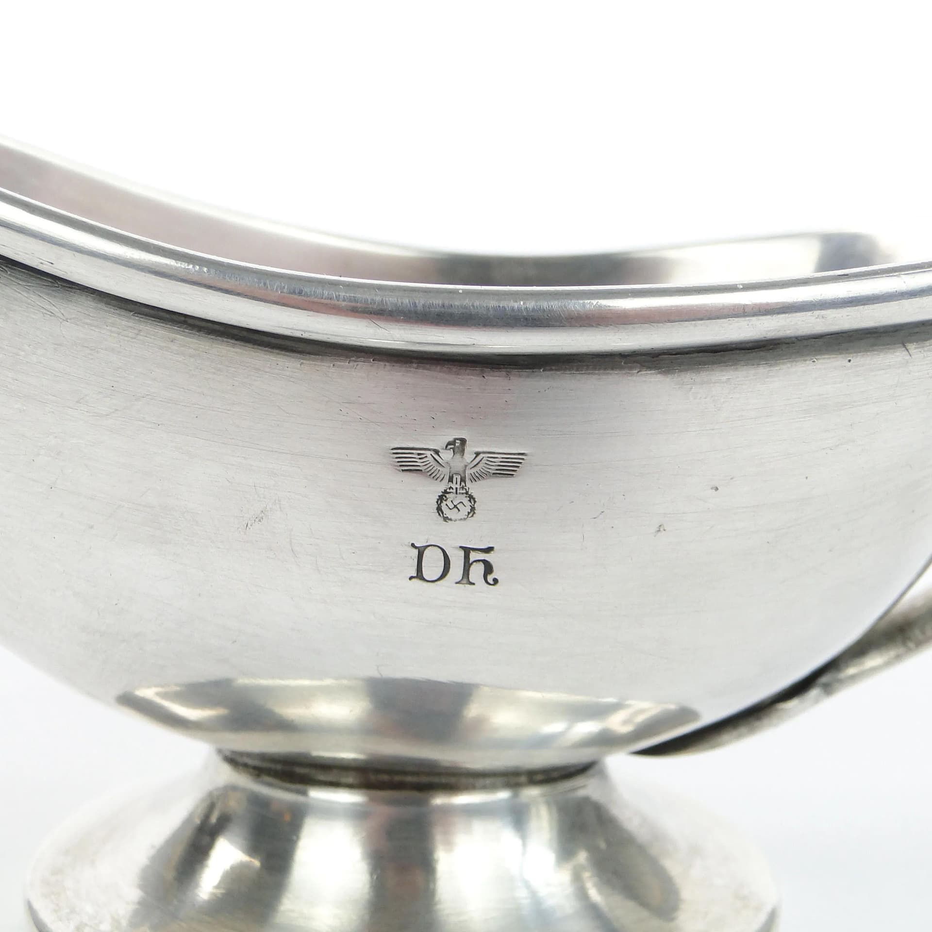 Sosjerka Art Deco, srebrny metal, Br. Henneberg, Polska, lata 40. - 30664