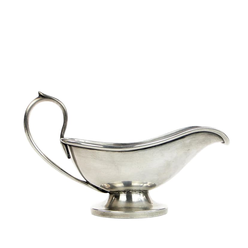 Sauce Boat Art Deco, silver metal, Br. Henneberg, Poland, 1940s