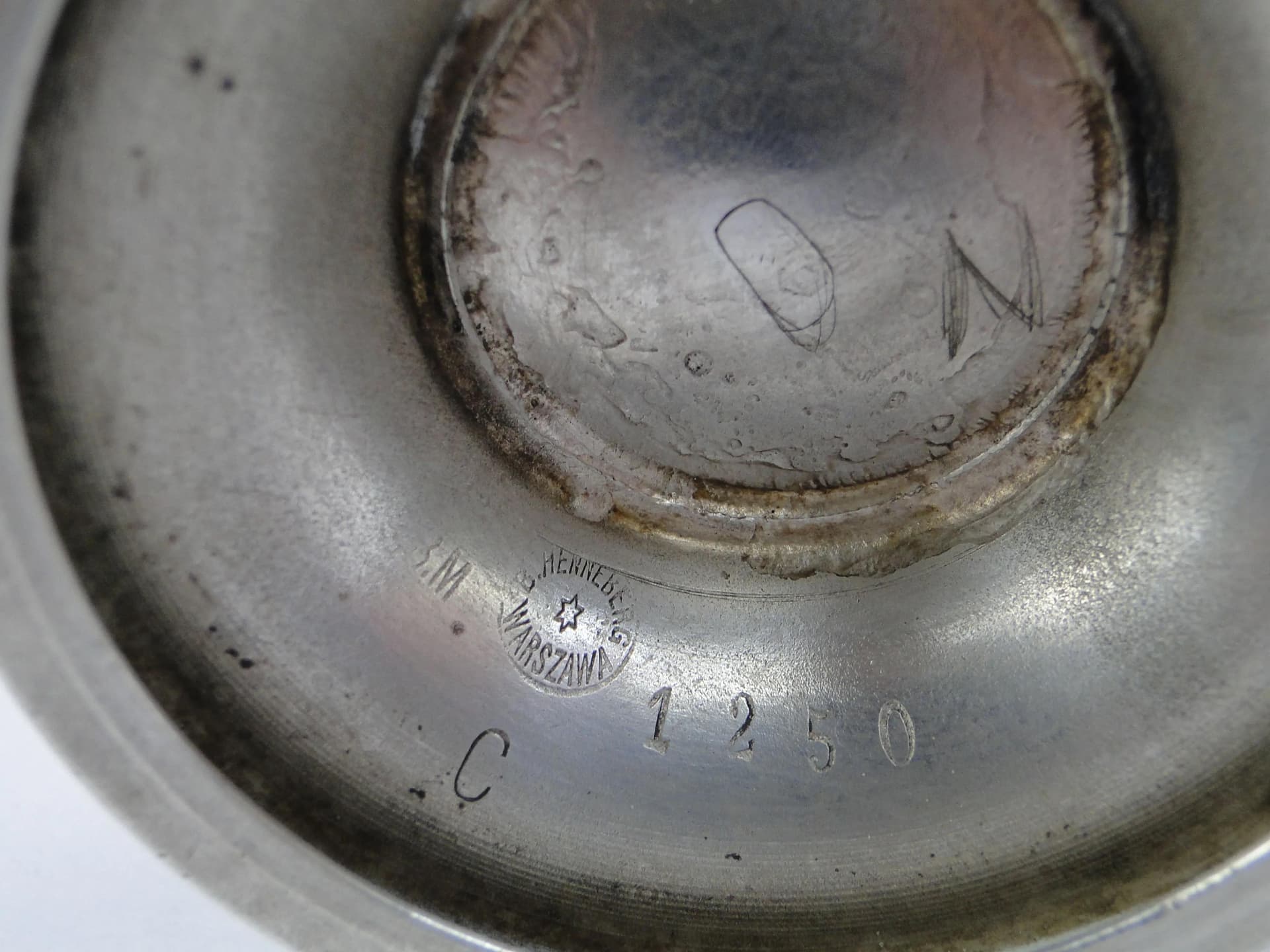 Sosjerka Art Deco, srebrny metal, Br. Henneberg, Polska, lata 40. - 30667