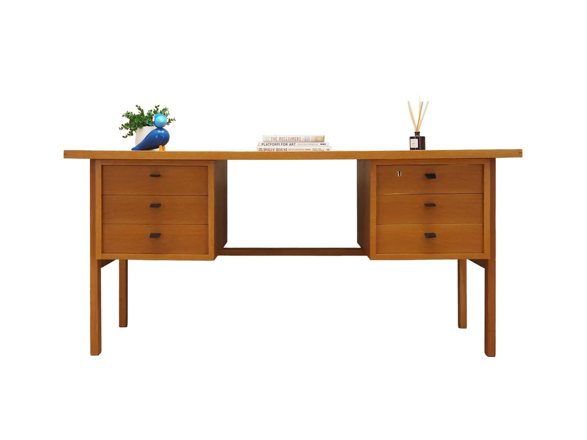 Desk, yellow ash, by S. A. Madsen, Denmark, 1960s