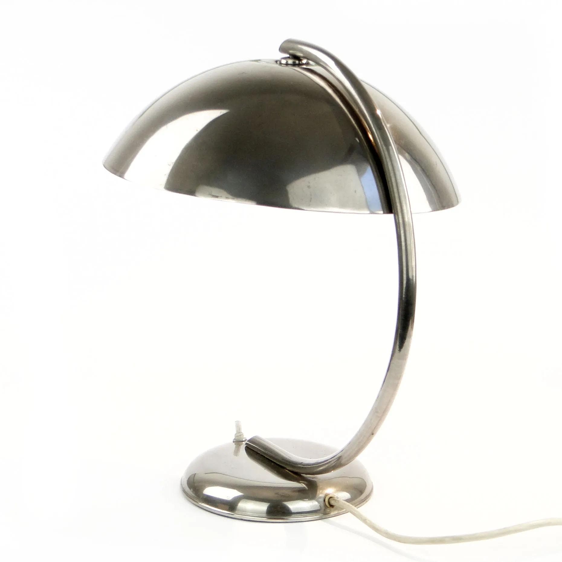 Desk Lamp Art Deco, silver nickel-plated brass, Jeżmyk, Poland, 1940s. - 30630
