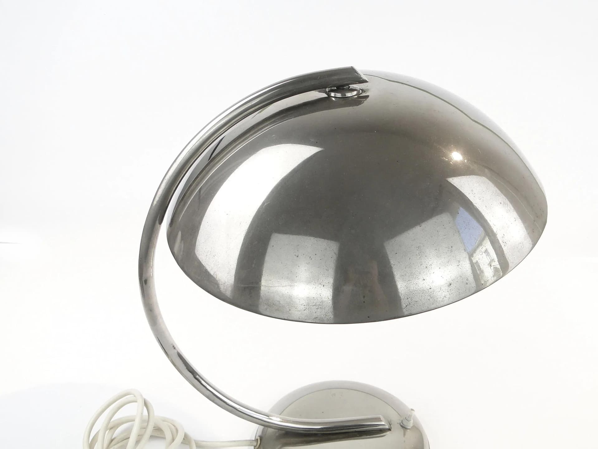 Desk Lamp Art Deco, silver nickel-plated brass, Jeżmyk, Poland, 1940s. - 30628